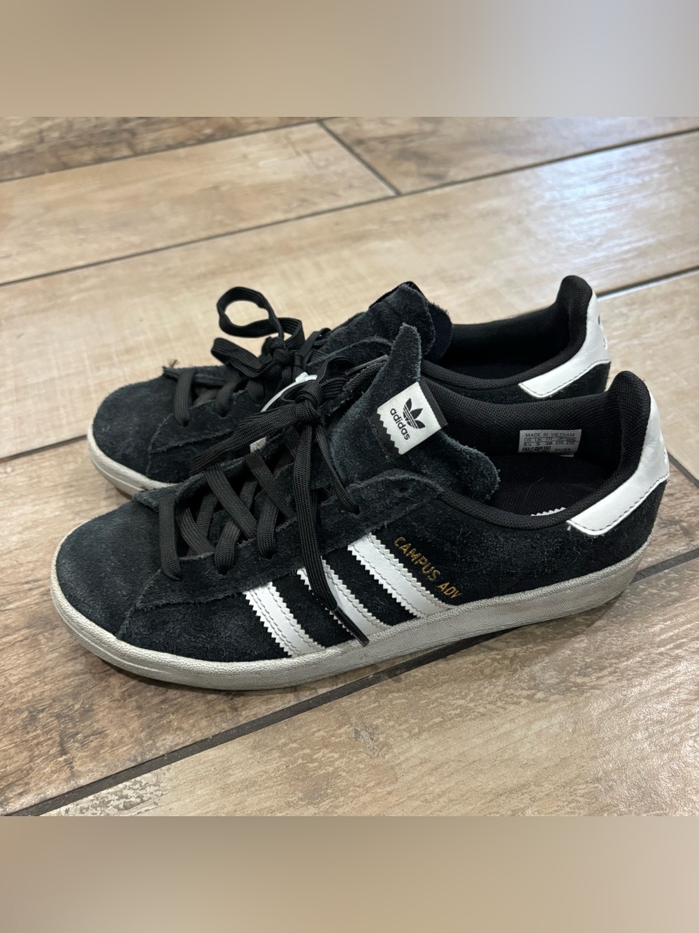 Adidas Campus Shoes Women’s Size 5.5 Black White Suede Sneakers Classic